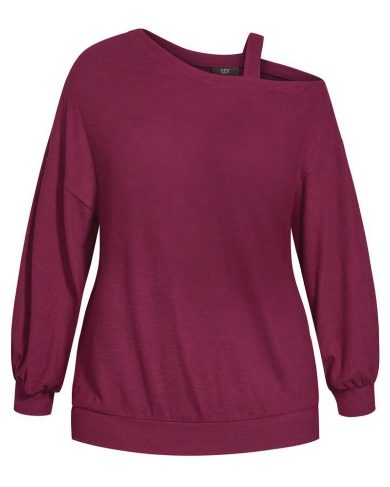 Front of plus size Soft Love One Shoulder Top by CCX | Dia&Co | dia_product_style_image_id:172070